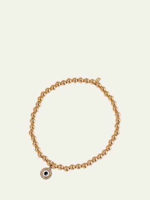 SYDNEY EVAN 14k Gold 4mm Bead & Diamond Evil Eye Bracelet