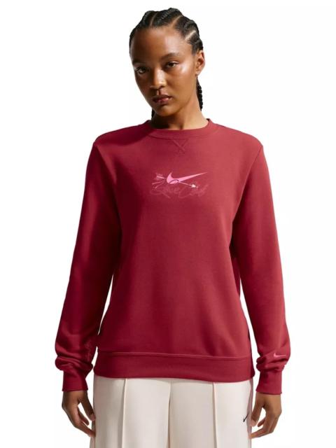 Nike Women's Sportswear Club Fleece Crew-Neck Sweatshirt -Crimson