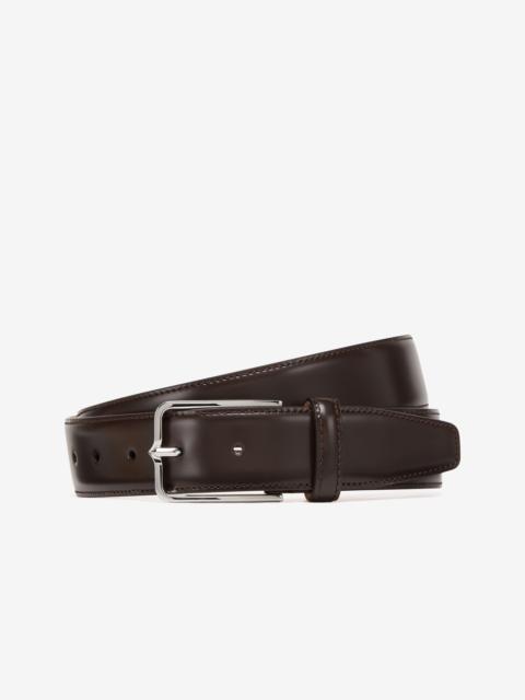 CORNELIANI Brown leather belt with silver buckle