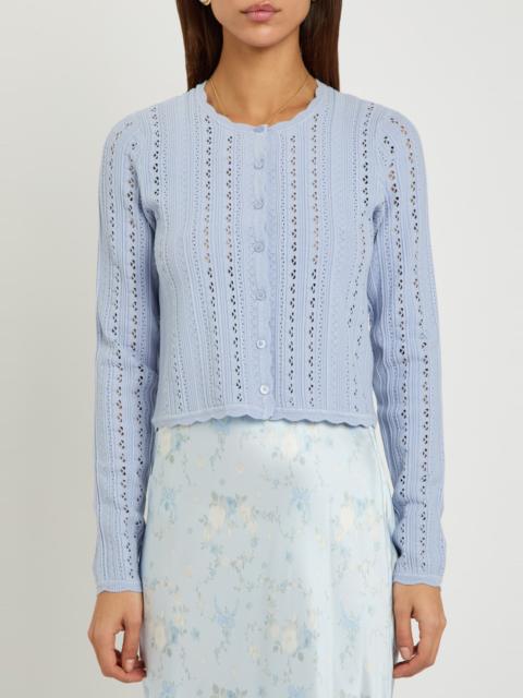 LoveShackFancy Loveshackfancy Peridot Cropped Pointelle-knit Cardigan