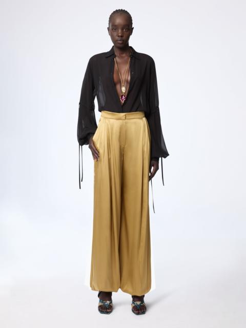 NINA RICCI Gold Harem Silk Satin Pants