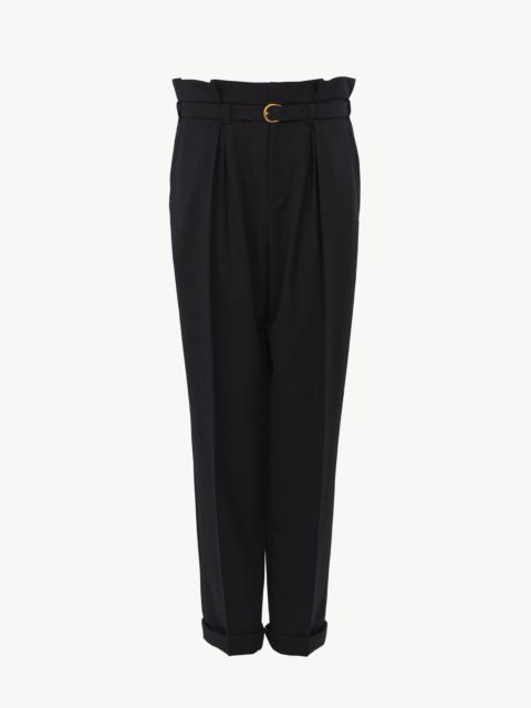Chloé HIGH-RISE WIDE-LEG PANTS IN WOOL GRAIN DE POUDRE