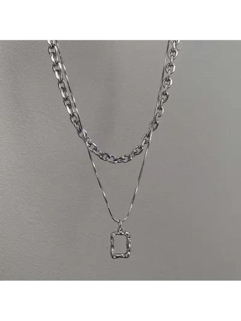 Streetwear - Square Cutout Pendant Chain Nwcklace