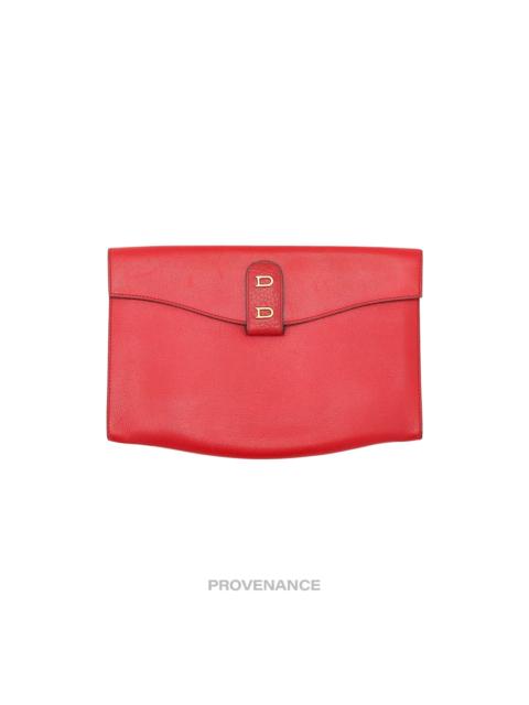Other Designers Delvaux DD Clutch Bag - Red Calfskin Leather