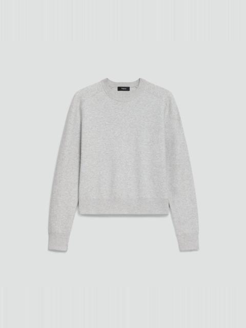 Theory Cropped Crewneck Sweater in Light Bilen