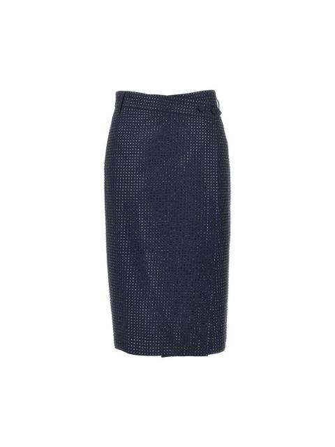 PINKO Pinko Strass-Embellished Wrap-Over Midi Skirt Blue