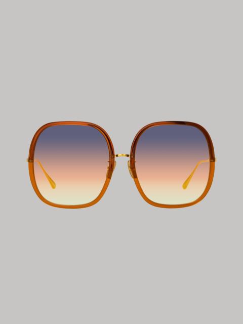 LINDA FARROW CELIA OVERSIZED SUNGLASSES IN ORANGE