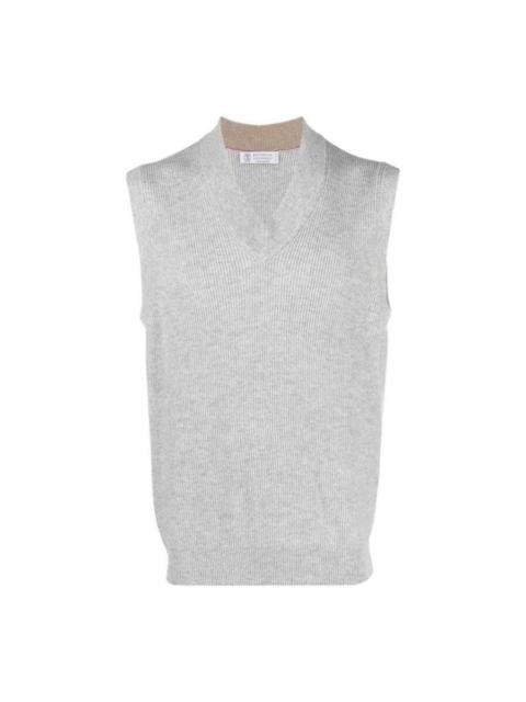 Brunello Cucinelli Brunello Cucinelli Pebble Ribbed Cashmere Knit Vest
