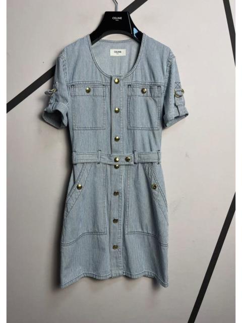 CELINE Celine Striped Buttoned Mini Dress