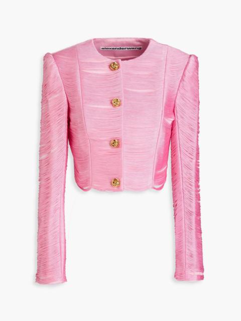 Alexander Wang Cropped fringed mesh jacket