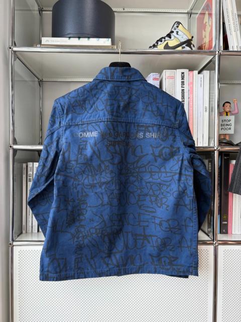 Supreme Supreme x CDG Blue Graffiti Collaboration Denim Jacket