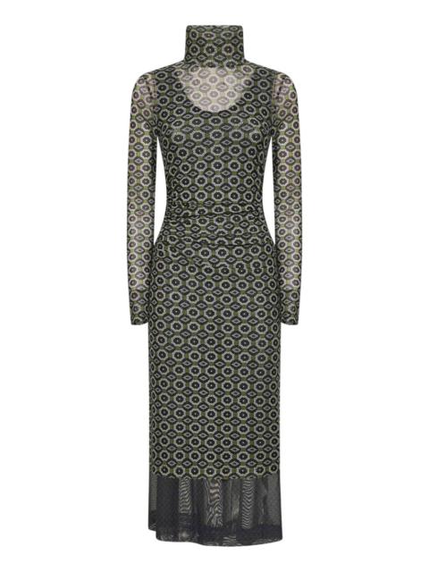 Dries Van Noten Dries Van Noten Women Green Printed Mesh Layered Midi Dress