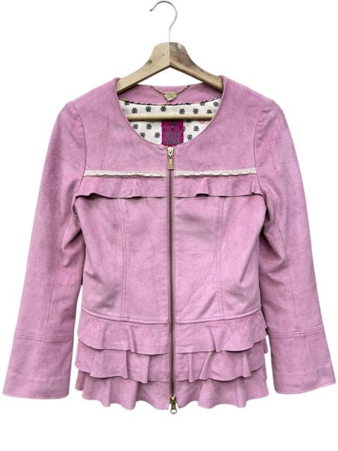 ANNA SUI Dolly Girl by Anna Sui Frill Ruffle FauxSuede Jacket Archive