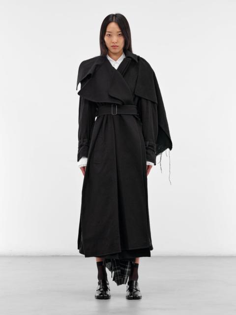 Yohji Yamamoto Black Wool Deconstructed Trench Coat