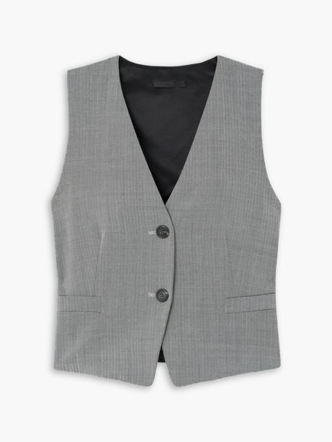 Helmut Lang Cutout satin-paneled herringbone tweed vest