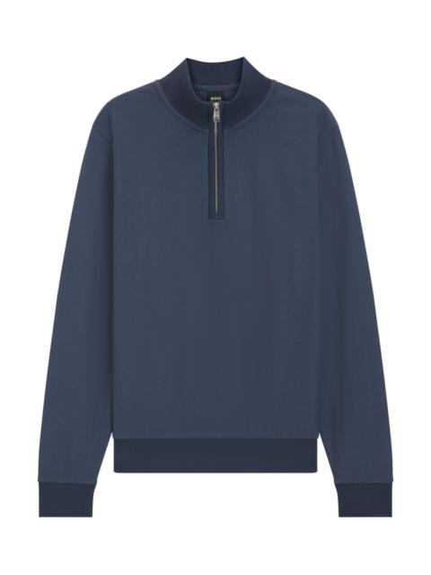 BOSS QUARTER-ZIP SWEATSHIRT IN A COTTON BLEND