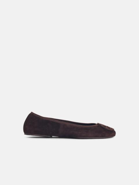 TORY BURCH BALLERINA 'REVA' I SUEDE DARK COCOA