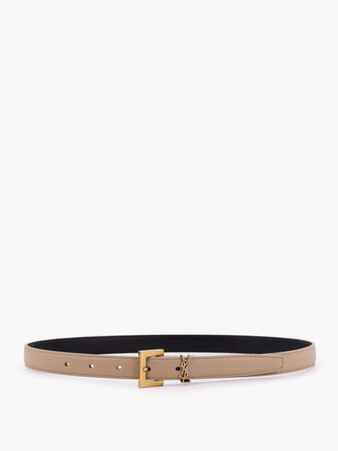 SAINT LAURENT Saint Laurent Leather Belt Beige Women