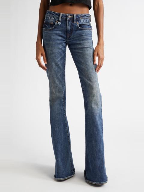 R13 R13 Overflow Boyfriend Flare Jeans in Mire Blue Stretch at Nordstrom
