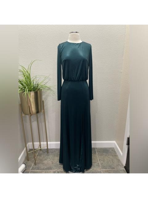 Other Designers New! Dress the Population Long Sleeve Green‎ Shimmer Dress with Slit Sz Small