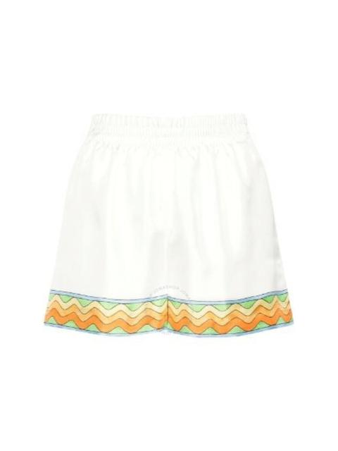 Casablanca Ladies White Afro Cubism Silk Shorts