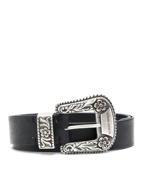Golden Goose Golden Goose Deluxe Brand Women Leather Belt With Engraved Western Buckle