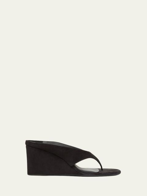 Alaïa Suede Wedge Thong Sandals