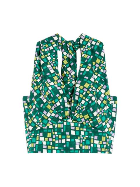 geometric-print halterneck blouse