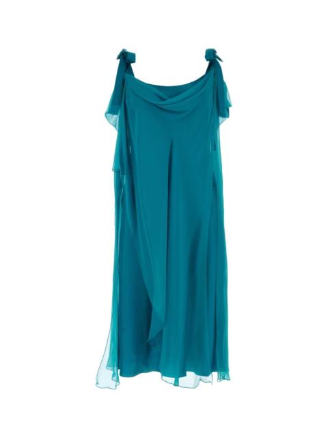 Other Designers Alberta Ferretti Women Teal Green Silk Dress