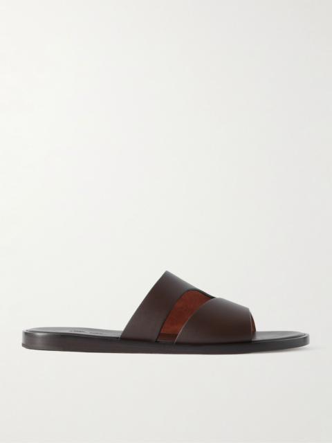 Loro Piana Pilat Plain Walk Cutout Leather Sandals Dark brown