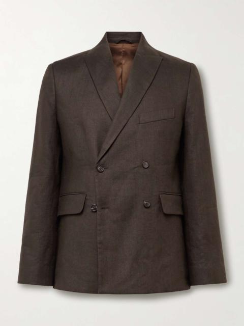 Double-Breasted Linen Suit Jacket