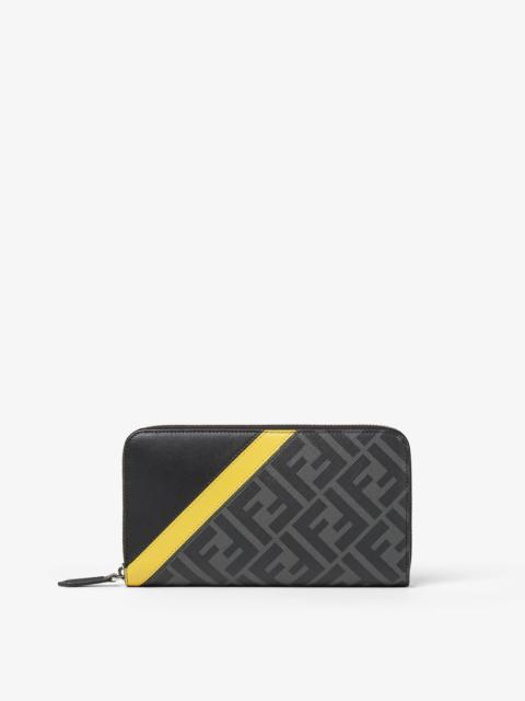 FENDI Wallet with zip. Organized into three gusseted compartments with eight card slots and a zip pocket. 