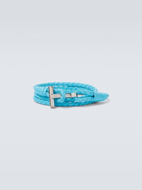 TOM FORD T braided leather bracelet