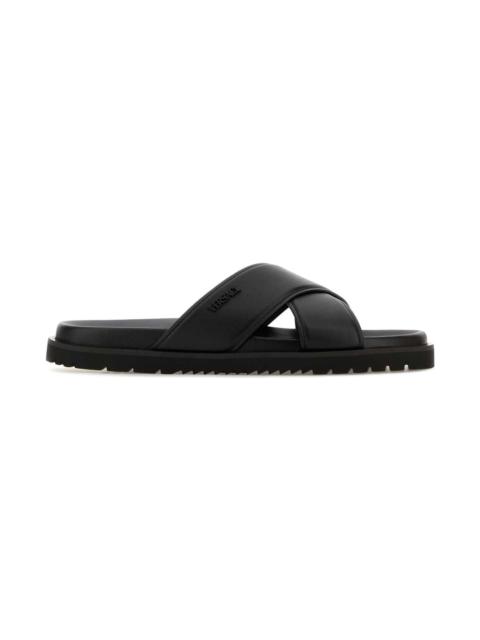 VERSACE Black Leather Slippers