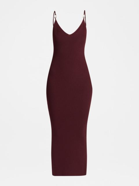 VERSACE Safety-Pin Straps Rib Knit Midi Dress