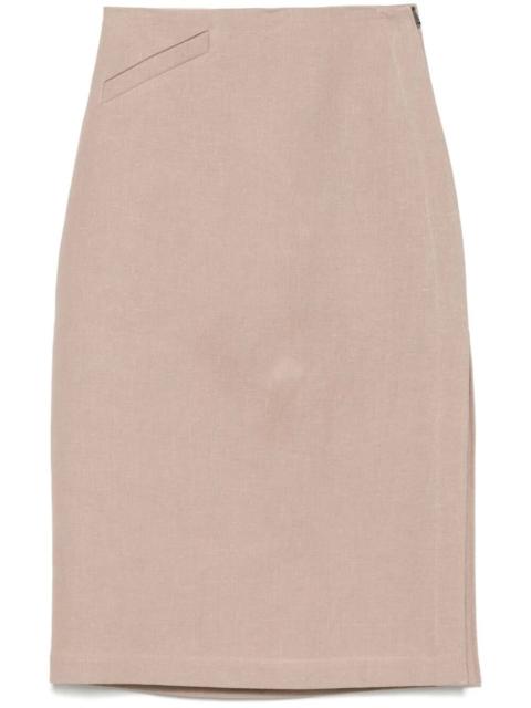 FENDI Fendi Women Waxed Linen Straight Midi Skirt