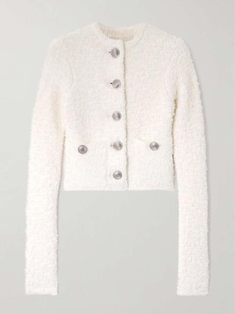 Cropped metallic cotton-blend tweed cardigan