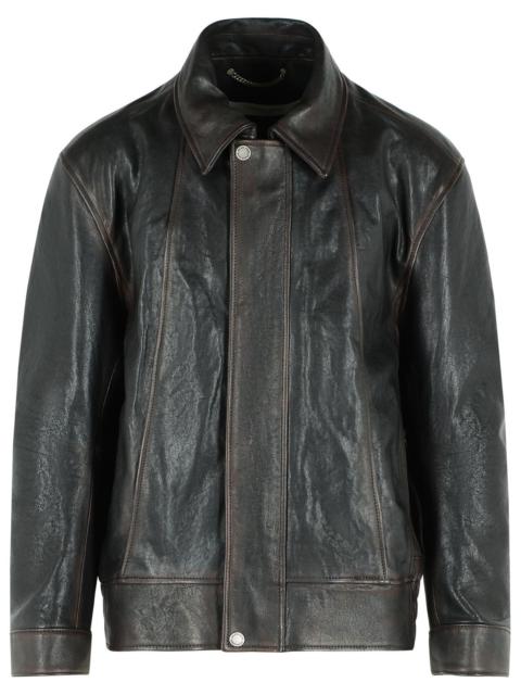 Golden Goose Golden Goose 'Prince' Brown Leather Bomber Jacket Men