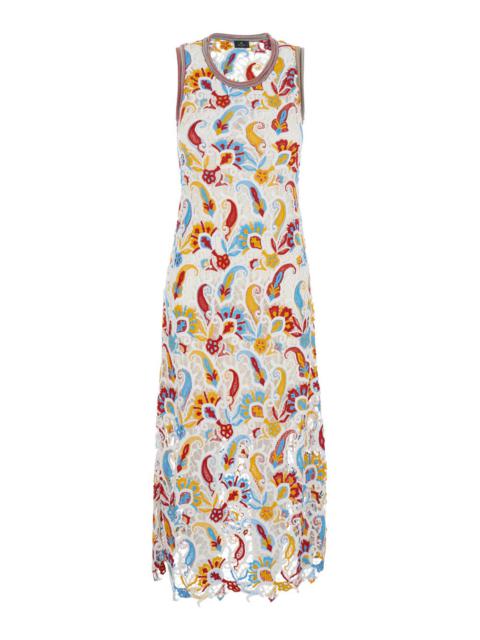 Etro Women Multicolor Sleeveless Long Dress With Round Neck And All-Over Floral Print In Viscose Ble