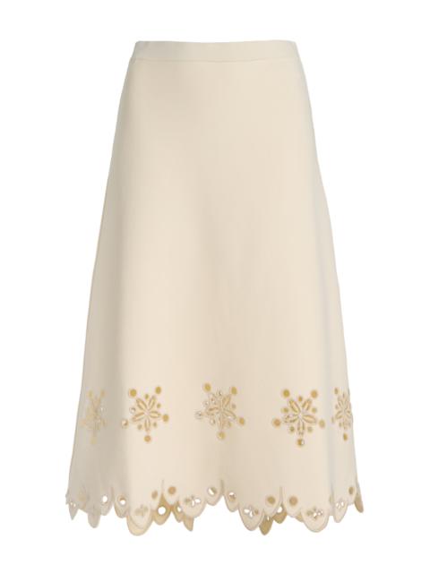 Altuzarra Melly Embroidered Knit Midi Skirt ivory
