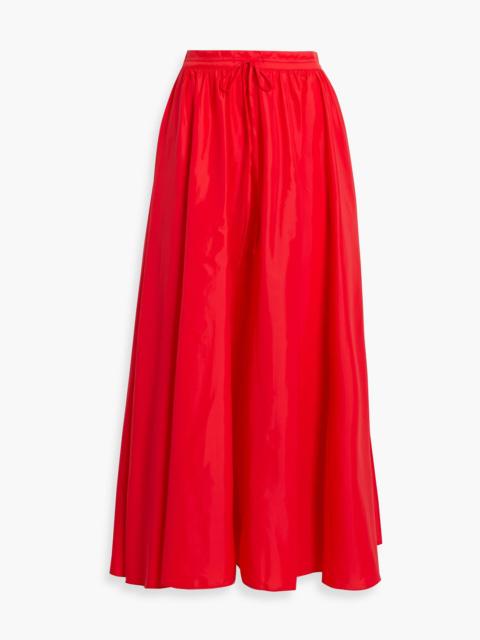 STAUD Eden pleated taffeta maxi skirt