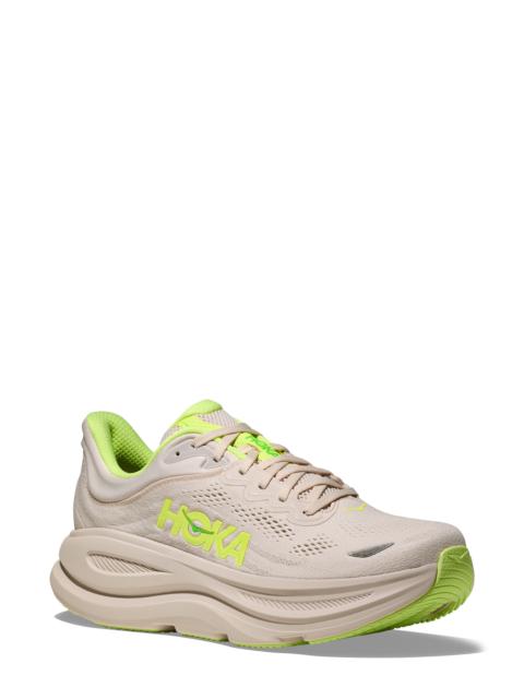 HOKA HOKA Bondi 9 Running Shoe in Grout /Neon Yuzu at Nordstrom