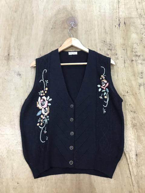Other Designers Japanese Brand - Floral Motive Knit Sweater Vest Vintage