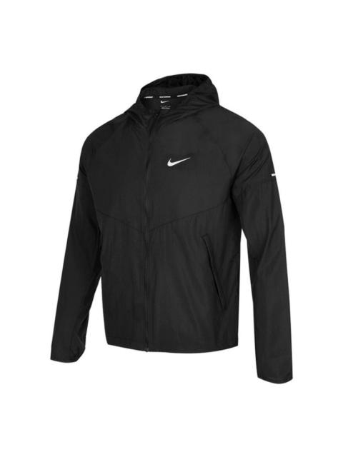 Nike Nike As Men's Nk Rpl Miler JKT Jacket Reflective Logo Print Woven Sports Hooded Jacket Men's Black D