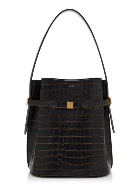 TOTEME Belted Croco-embossed Bucket Bag brown