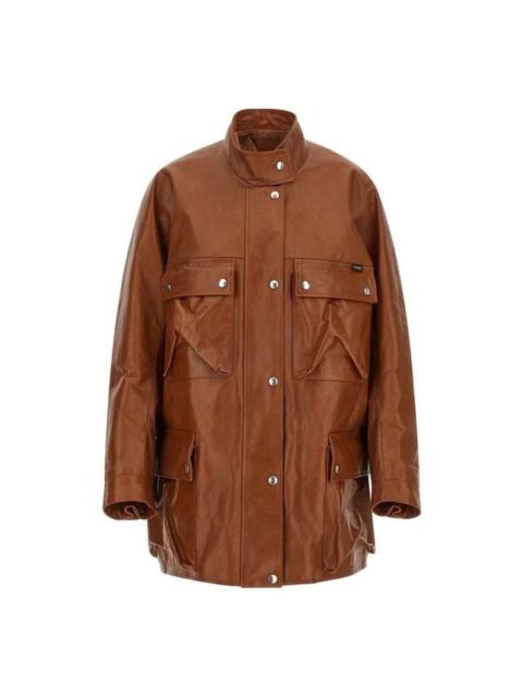 Prada PRADA Brown Antiqued leather caban Jacket New & Authentic (W