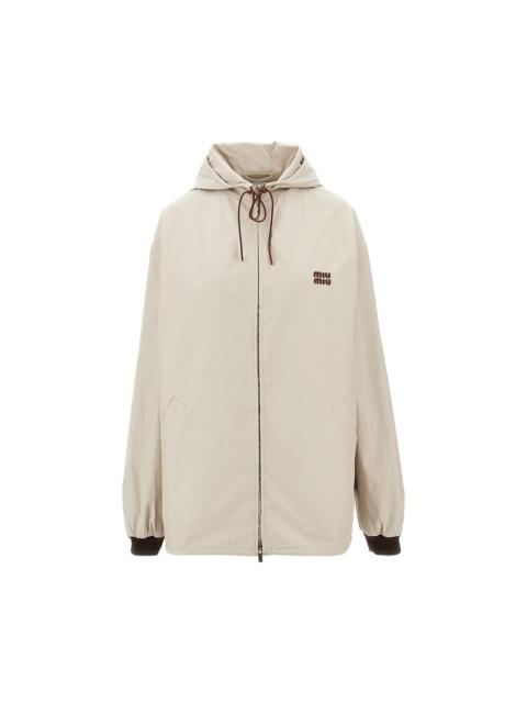 Miu Miu Miu Miu Oversized Panama Blouson Jacket Beige