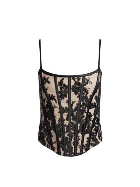 Alice + Olivia CRESSIDA EMBELLISHED SCOOP NECK CORSET TOP