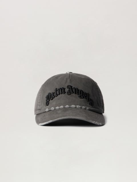 Palm Angels Curved Logo Distressed Cap