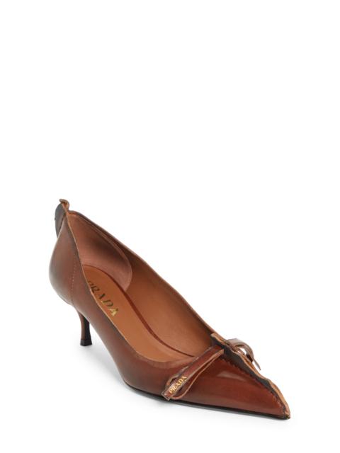 Prada Prada Exposed Seam Kitten Heel Pump in Cacao at Nordstrom